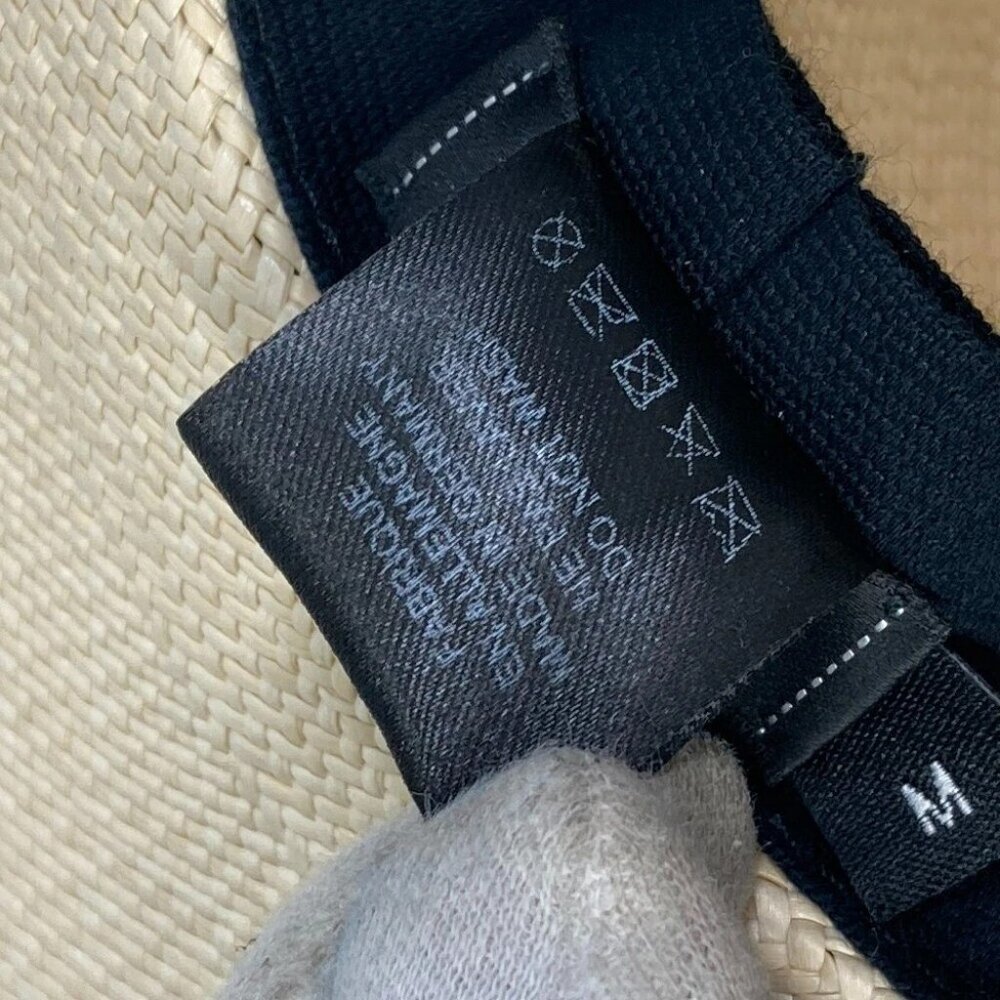 CHANEL CC CC Mark Grosgrain Ribbon 19V hat straw hat straw Beige/Black - Picture 8 of 9